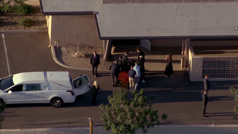 The body of Charlie Kirk arrived at a Phoenix mortuary on Thursday.