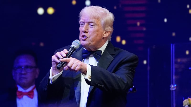 President Donald Trump speaks at a New Year's Eve celebration at his Mar-a-Lago club,...