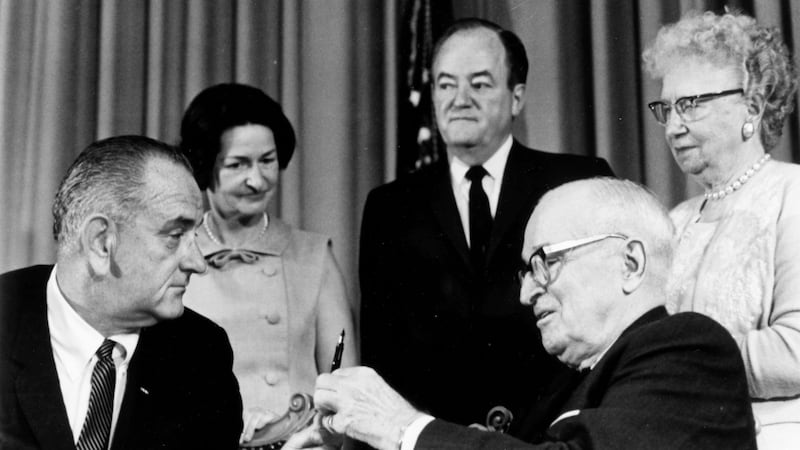 President Johnson signed the Medicare and Medicaid legislation at the Harry S. Truman...