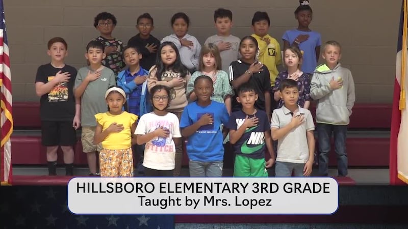 Today's pledge is brought to you by Mrs. Lopez's class from Hillsboro Elementary.