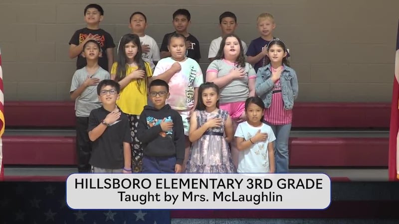 Today's pledge is brought to you by Mrs. McLaughlin's class from Hillsboro Elementary.