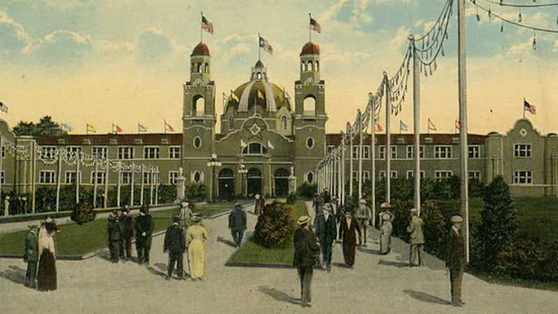 The Waco Cotton Palace as depicted on a postcard in 1914. (File)