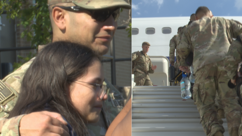 SFC Miguel Gonzalez says goodbye to his daughter before deploying to Europe